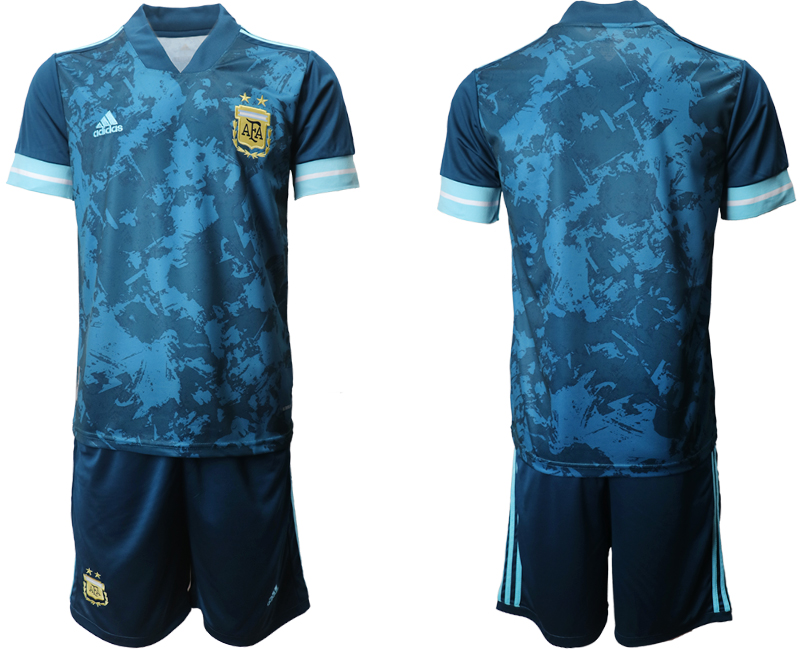 Men 2021 National Argentina away blue custom soccer jerseys